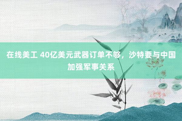 在线美工 40亿美元武器订单不够，沙特要与中国加强军事关系