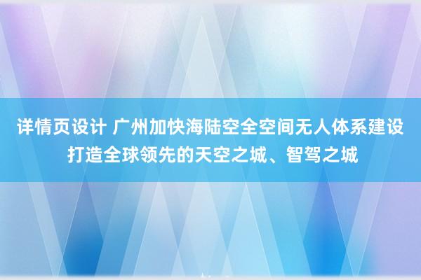 详情页设计 广州加快海陆空全空间无人体系建设 打造全球领先的天空之城、智驾之城