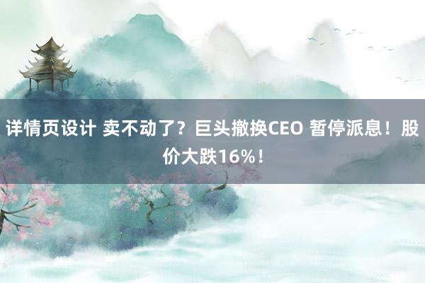 详情页设计 卖不动了？巨头撤换CEO 暂停派息！股价大跌16%！