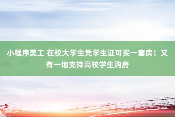 小程序美工 在校大学生凭学生证可买一套房！又有一地支持高校学生购房